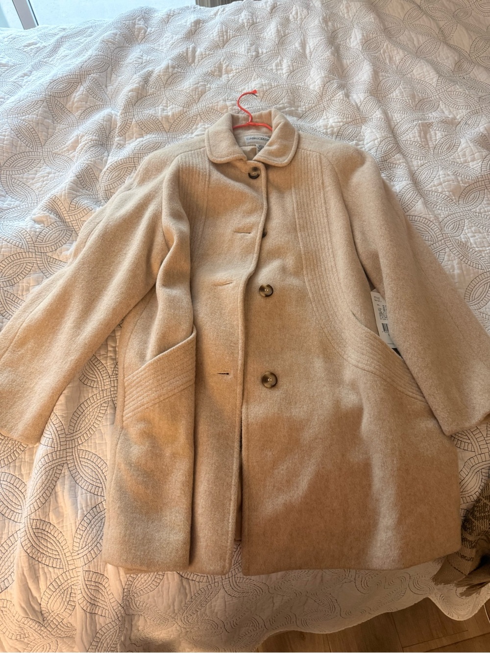 Cabin Creek Cream Wool-Blend Pea Coat